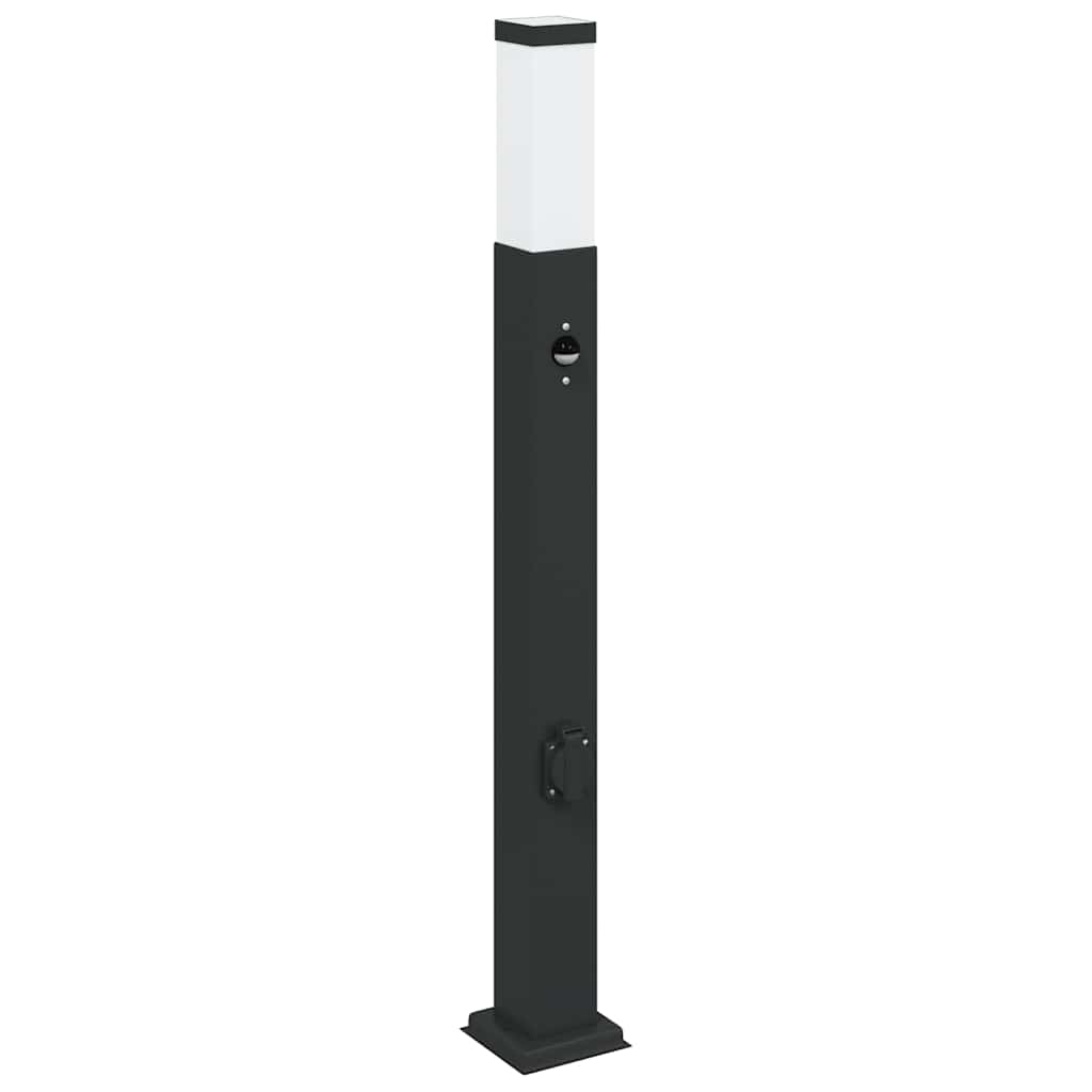Stupić za zidne svjetiljke sa senzorom i utičnicom 3 kom 80 cm crne IP44