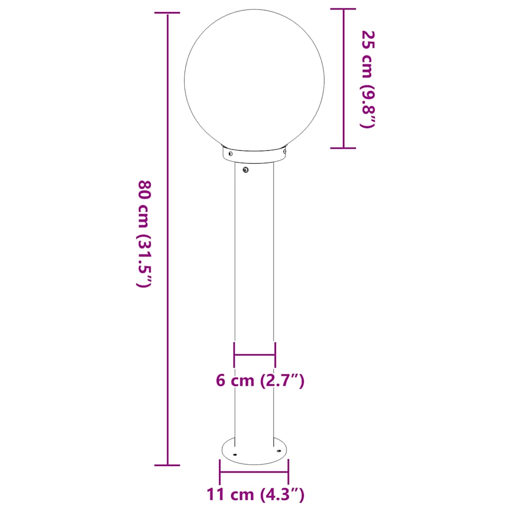 Stupić za svjetlo 80 cm od nehrđajućeg čelika IP44
