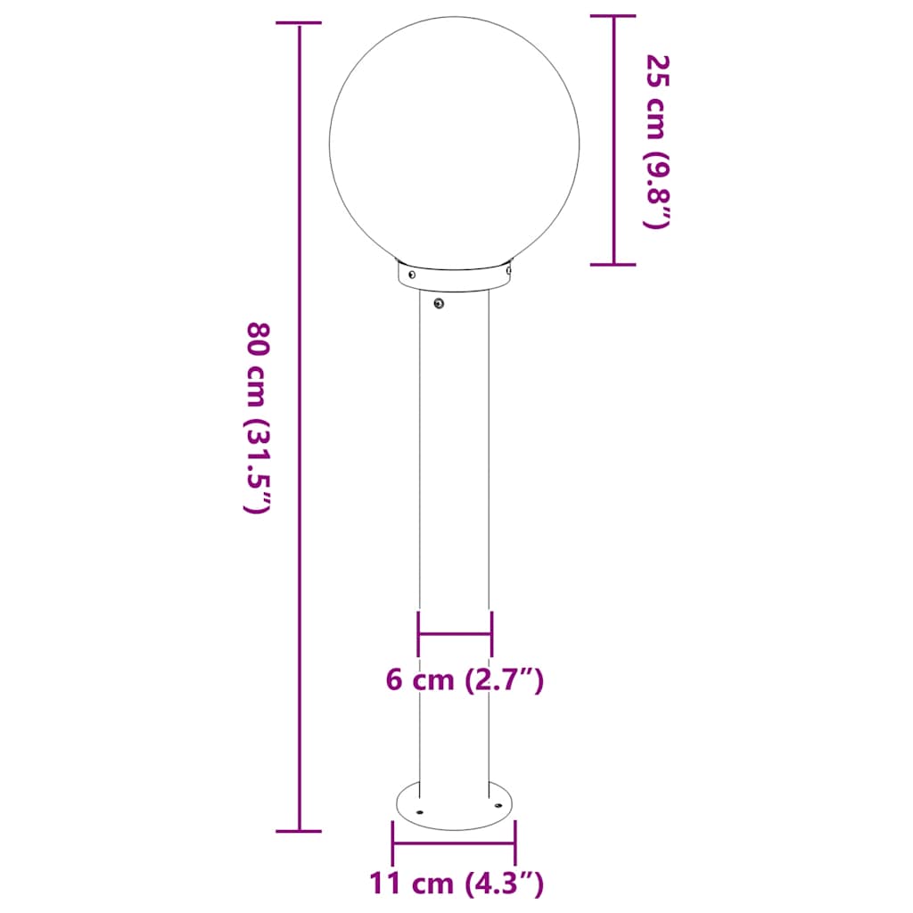 Stupić za zidne lampe 3 kom 80 cm nehrđajući čelik IP44