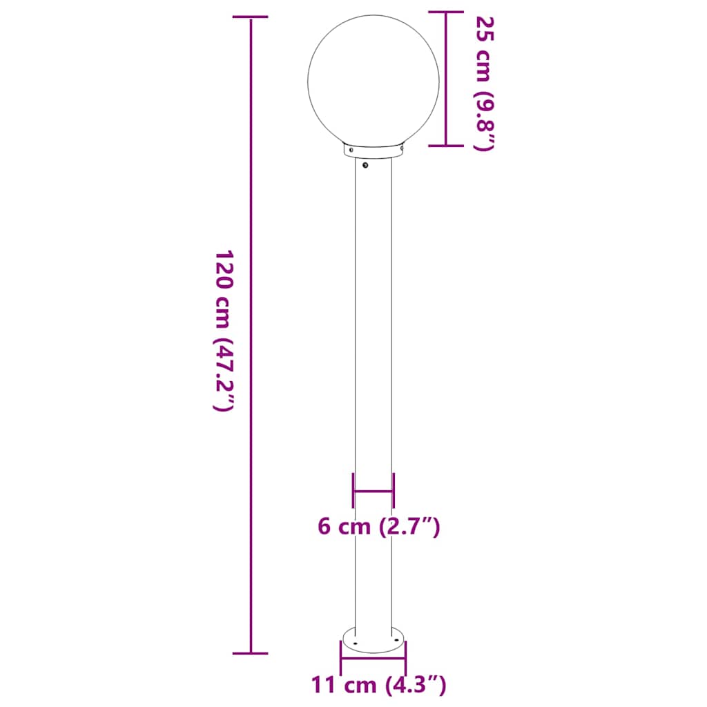 Stupić za zidne lampe 3 kom 120 cm od nehrđajućeg čelika IP44