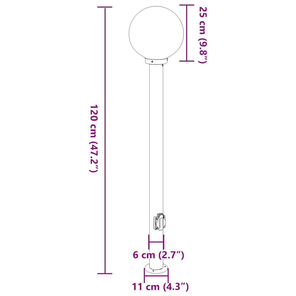 Stupić s utičnicom 3 kom 120 cm crne IP44