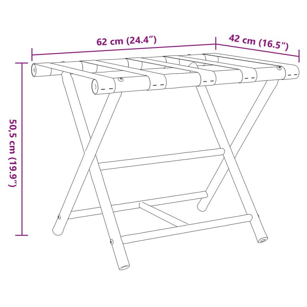 Sklopivi stalak za prtljagu 62 x 42 x 50,5 cm od bambusa