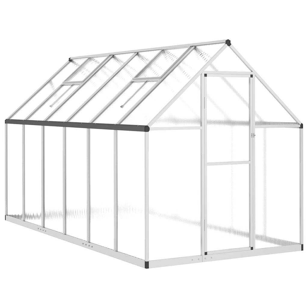 Staklenik s okvirom srebrni 334 x 169 x 195 cm aluminijski