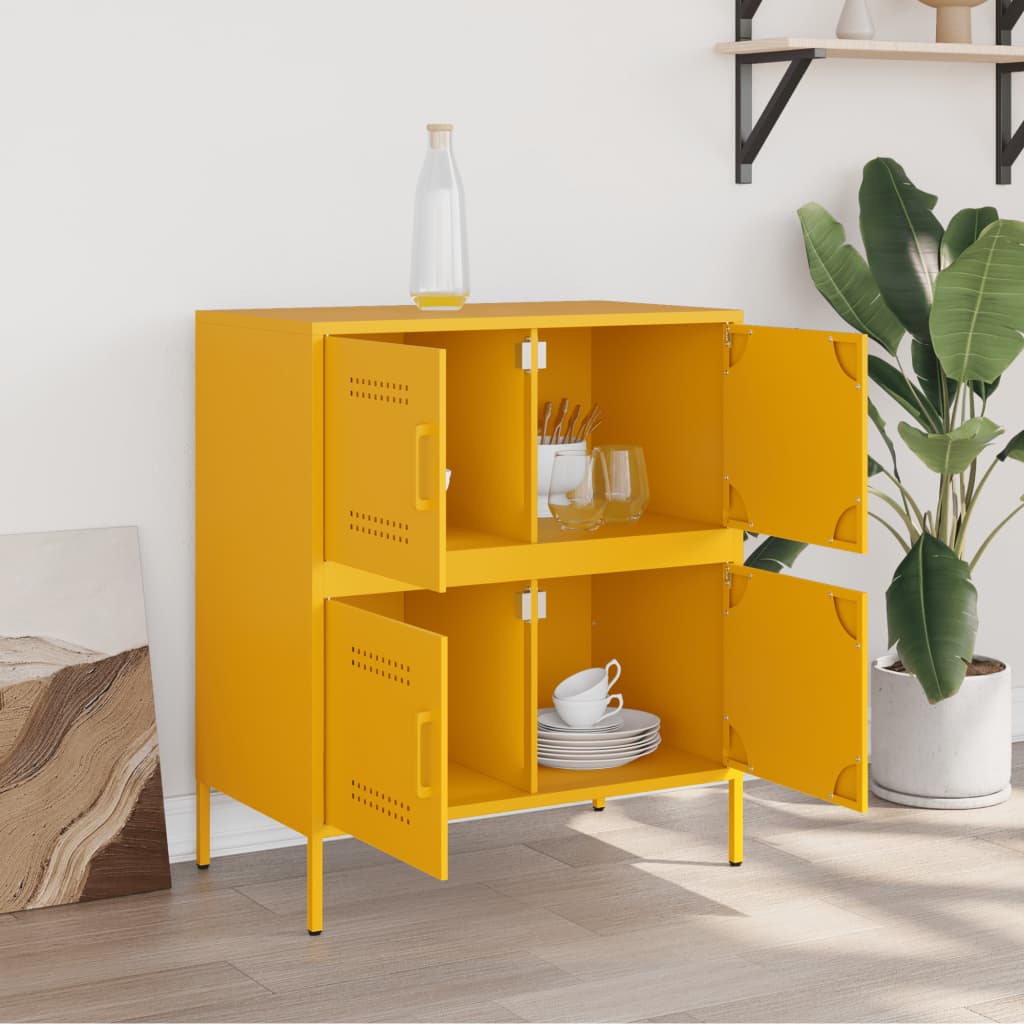 Komoda boja senfa 68 x 39 x 79 cm čelični