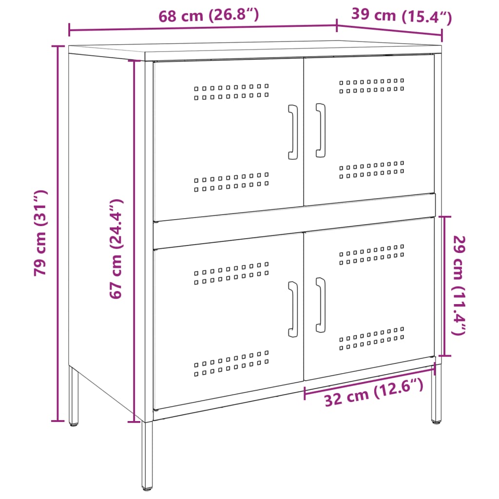 Komoda boja senfa 68 x 39 x 79 cm čelični