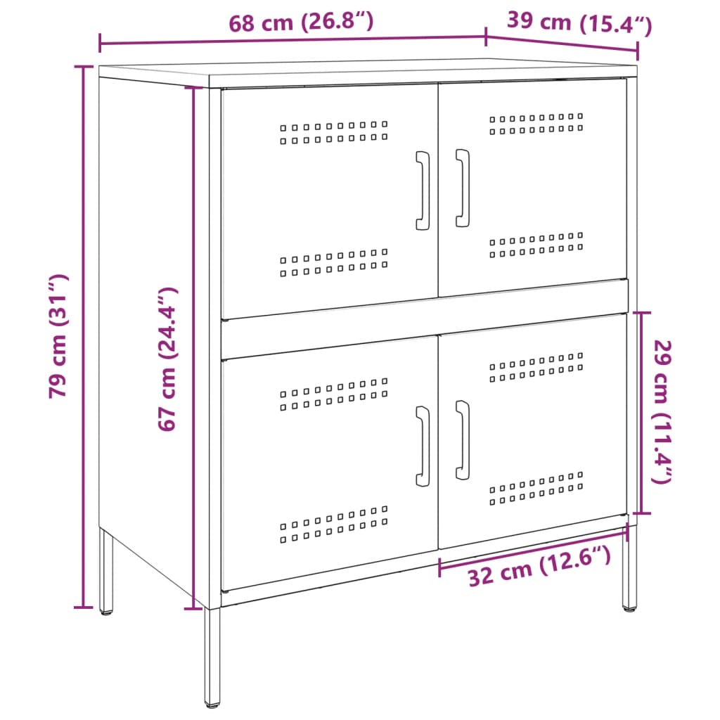 Komoda maslinastozeleni 68 x 39 x 79 cm čelična