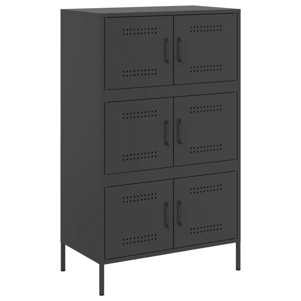 Visoka komoda crna 68 x 39 x 113 cm čelična