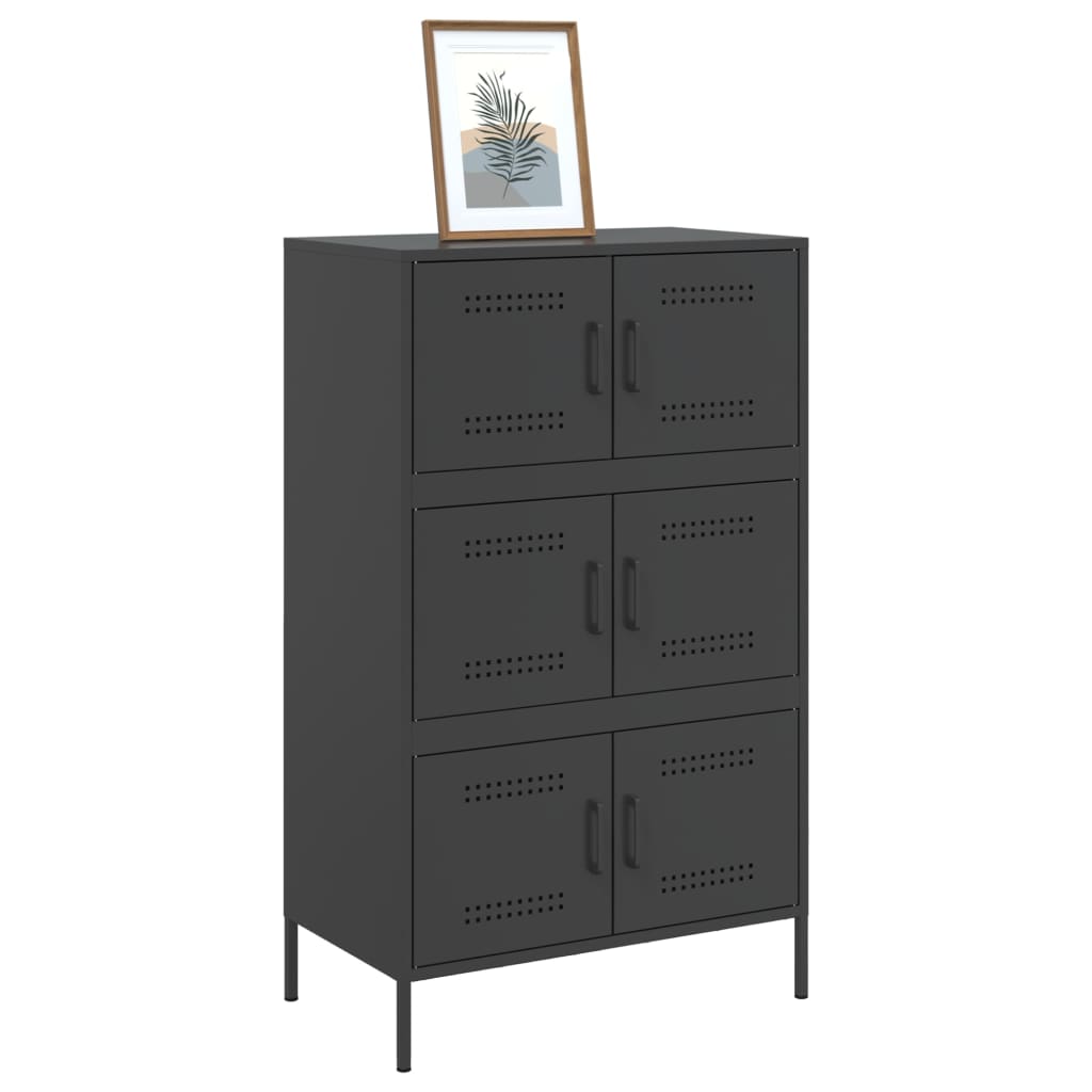 Visoka komoda crna 68 x 39 x 113 cm čelična