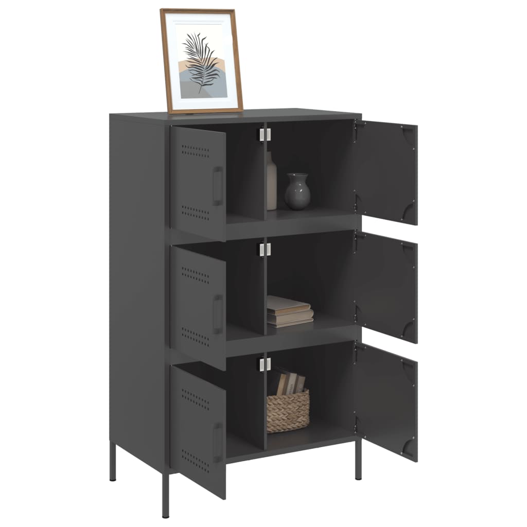 Visoka komoda crna 68 x 39 x 113 cm čelična