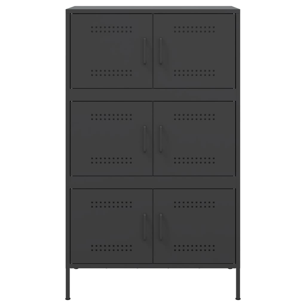 Visoka komoda crna 68 x 39 x 113 cm čelična