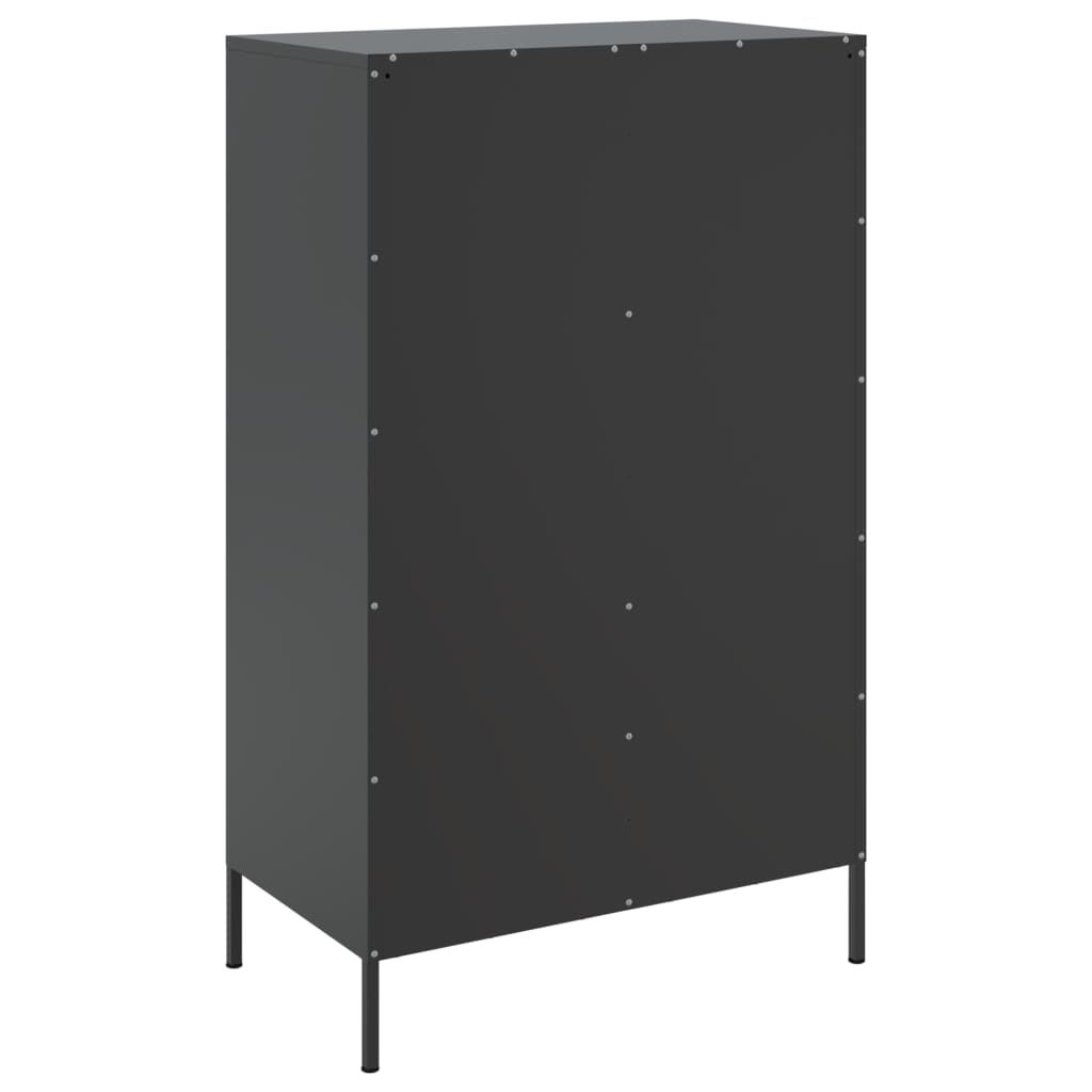 Visoka komoda crna 68 x 39 x 113 cm čelična