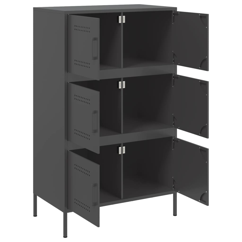 Visoka komoda crna 68 x 39 x 113 cm čelična