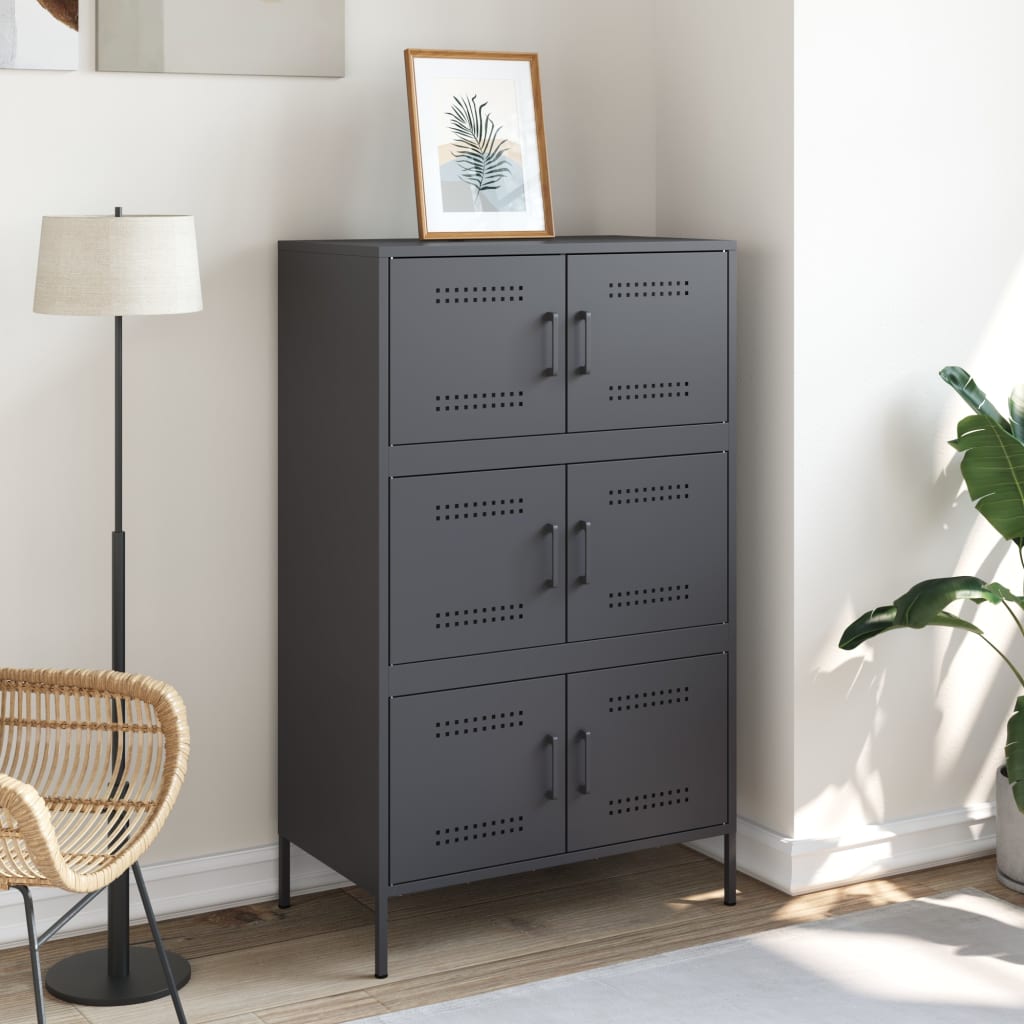 Visoka komoda antracit 67 x 39 x 113 cm čelična