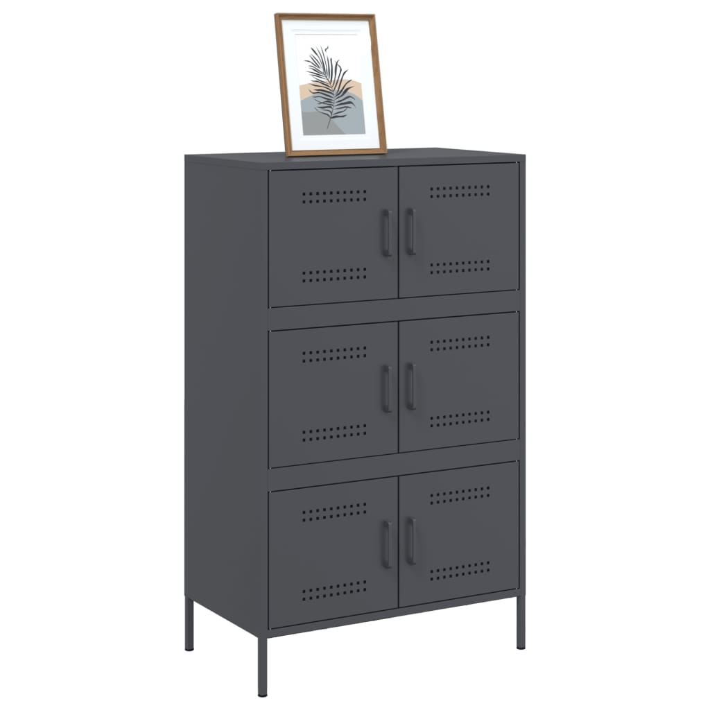 Visoka komoda antracit 67 x 39 x 113 cm čelična