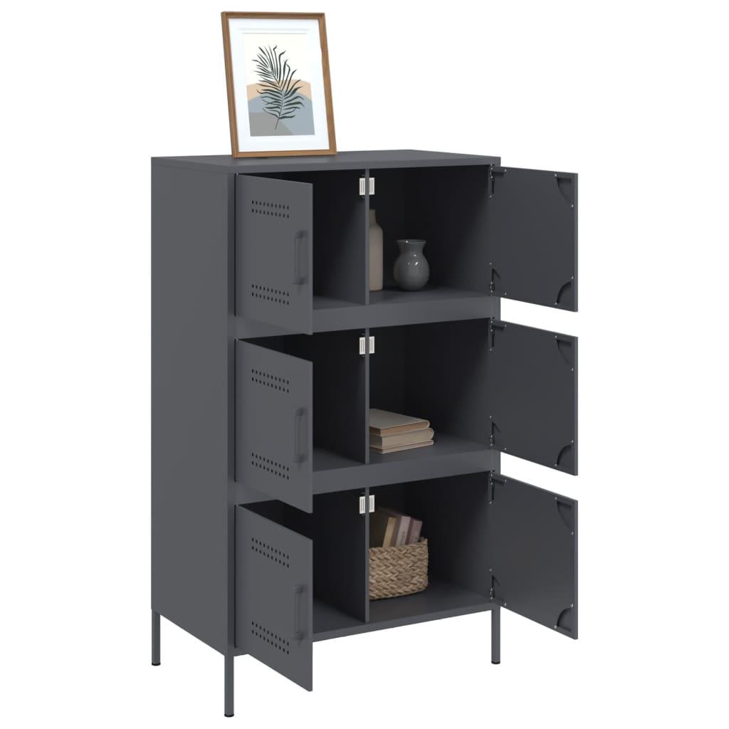 Visoka komoda antracit 67 x 39 x 113 cm čelična