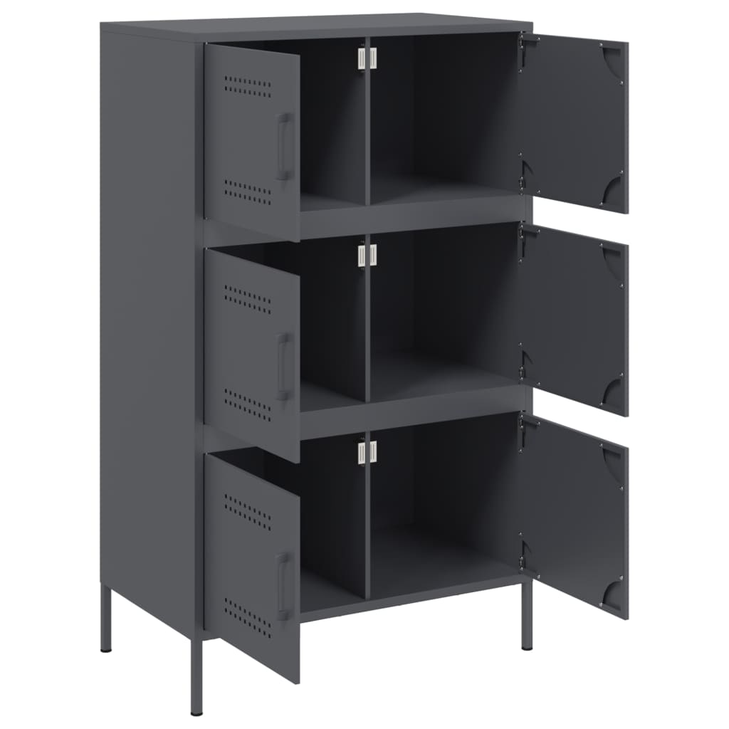 Visoka komoda antracit 67 x 39 x 113 cm čelična