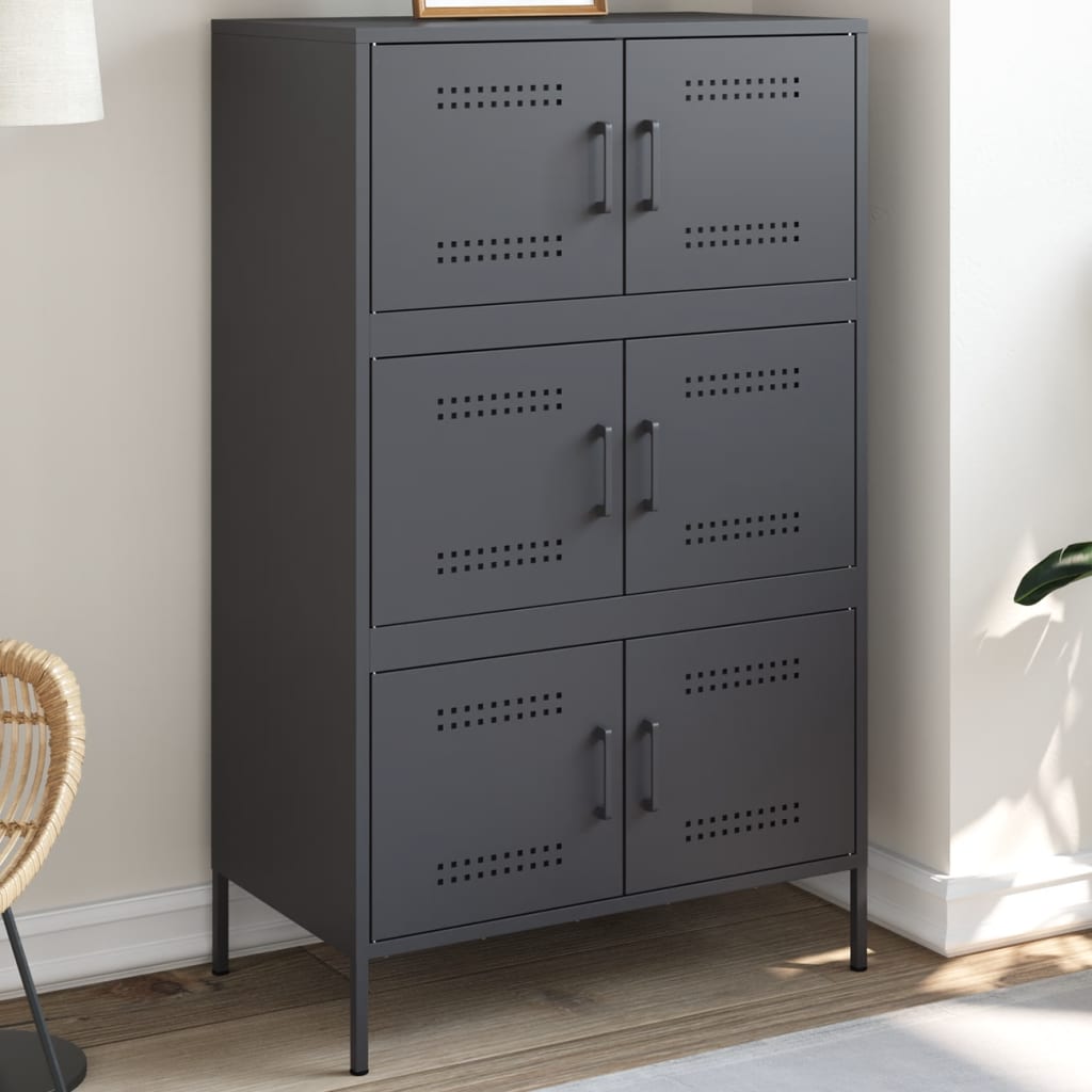 Visoka komoda antracit 67 x 39 x 113 cm čelična