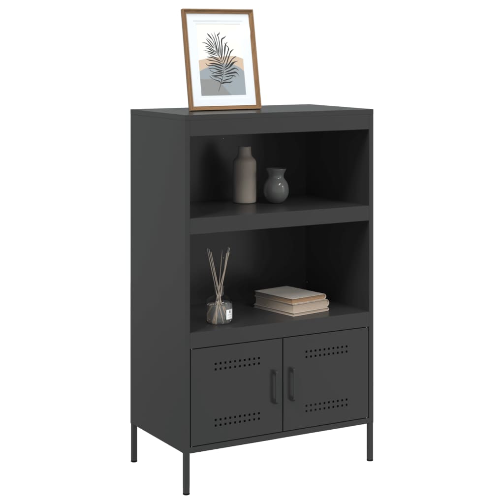 Visoka komoda crna 68 x 39 x 113 cm čelična