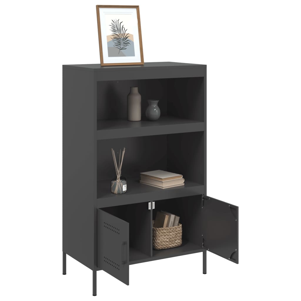 Visoka komoda crna 68 x 39 x 113 cm čelična