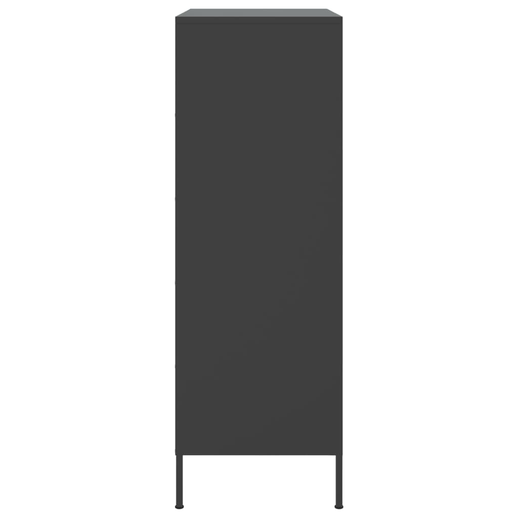 Visoka komoda crna 68 x 39 x 113 cm čelična