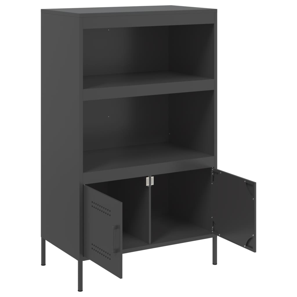 Visoka komoda crna 68 x 39 x 113 cm čelična