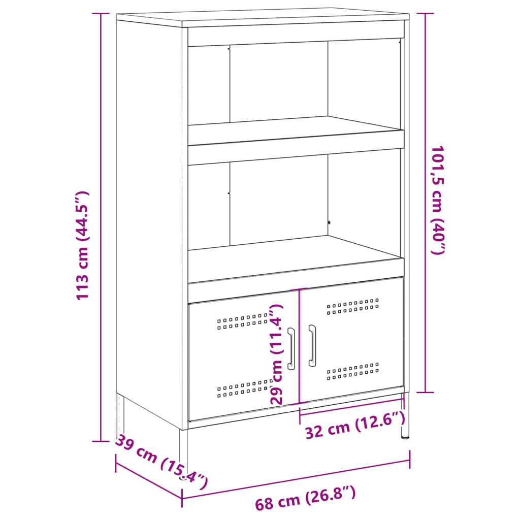 Visoka komoda boja senfa 67 x 39 x 113 cm čelični