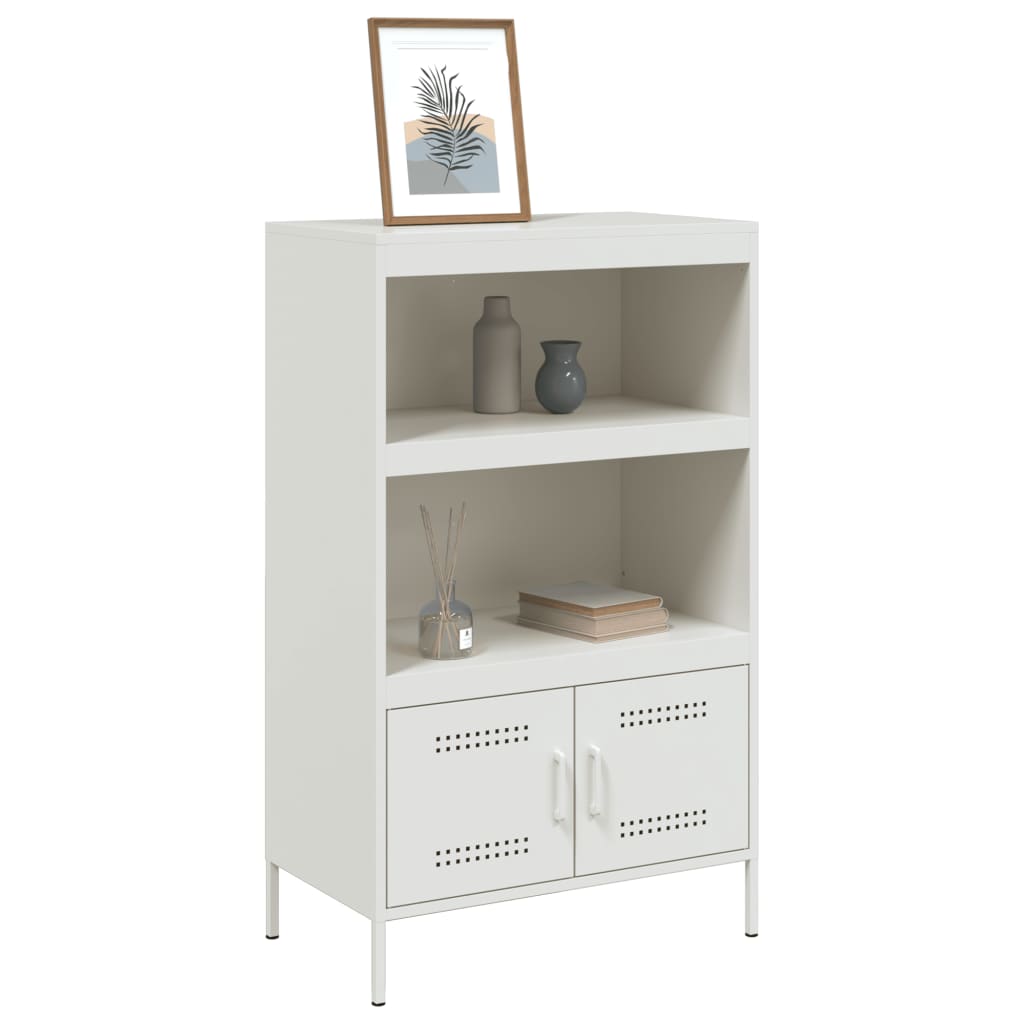Visoka komoda bijela 67 x 39 x 113 cm čelična