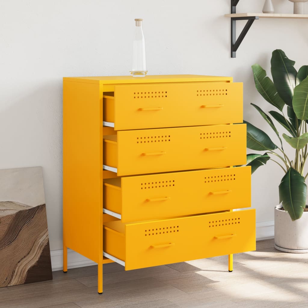 Komoda boja senfa 68 x 39 x 89 cm čelični