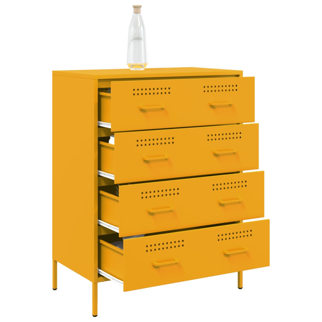 Komoda boja senfa 68 x 39 x 89 cm čelični