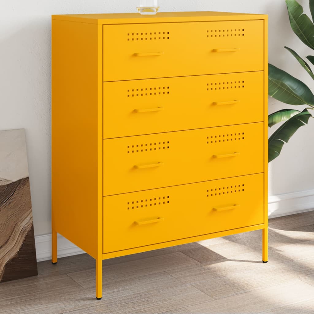 Komoda boja senfa 68 x 39 x 89 cm čelični