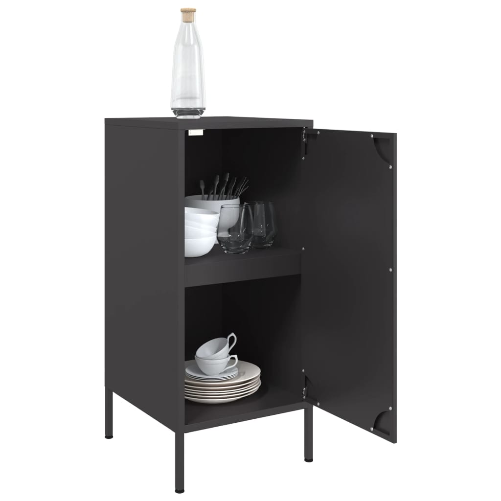 Komode 2 kom crna 36 x 39 x 79 cm od hladno valjanog čelika
