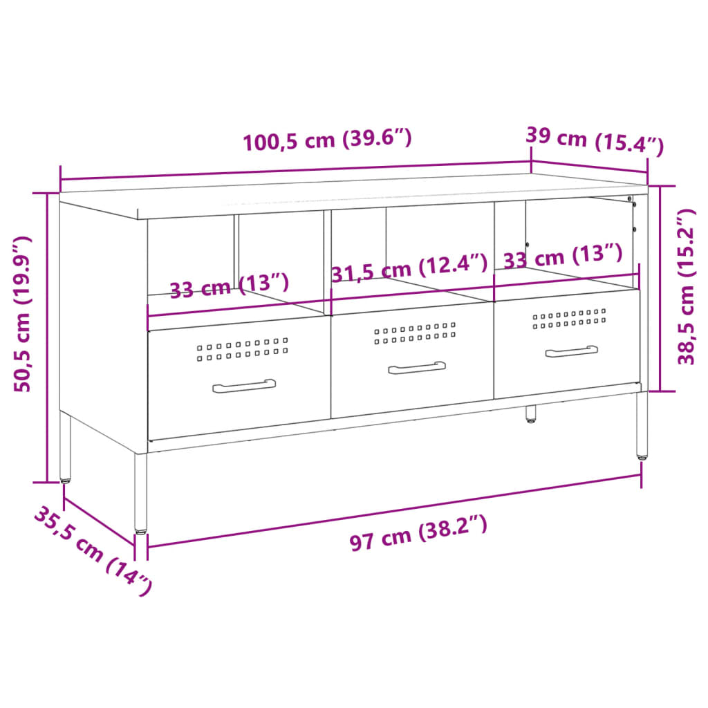 TV ormarić boja senfa 100,5 x 39 x 50,5 cm čelični