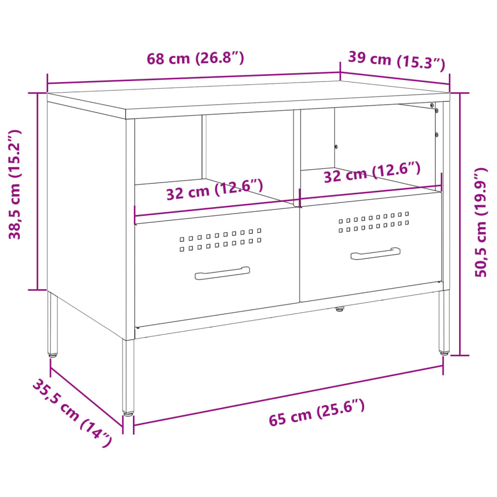 TV ormarić crni 68 x 39 x 50,5 cm čelični