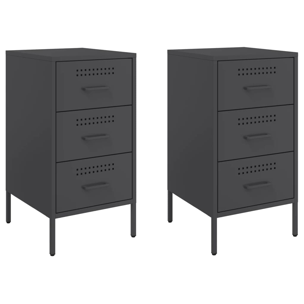 Noćni ormarići 2 kom crni 36x39x68 cm čelik