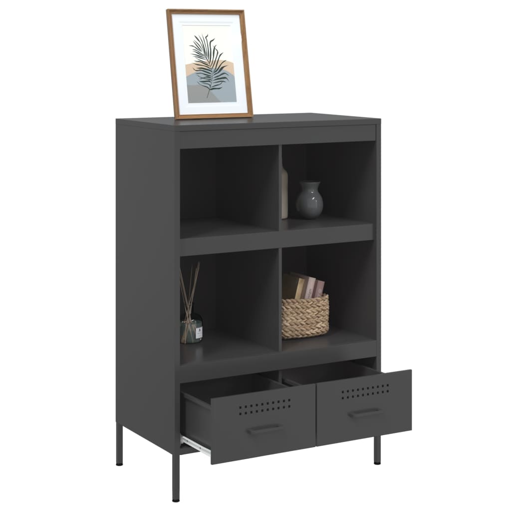Visoka komoda crna 68 x 39 x 101,5 cm od čelika