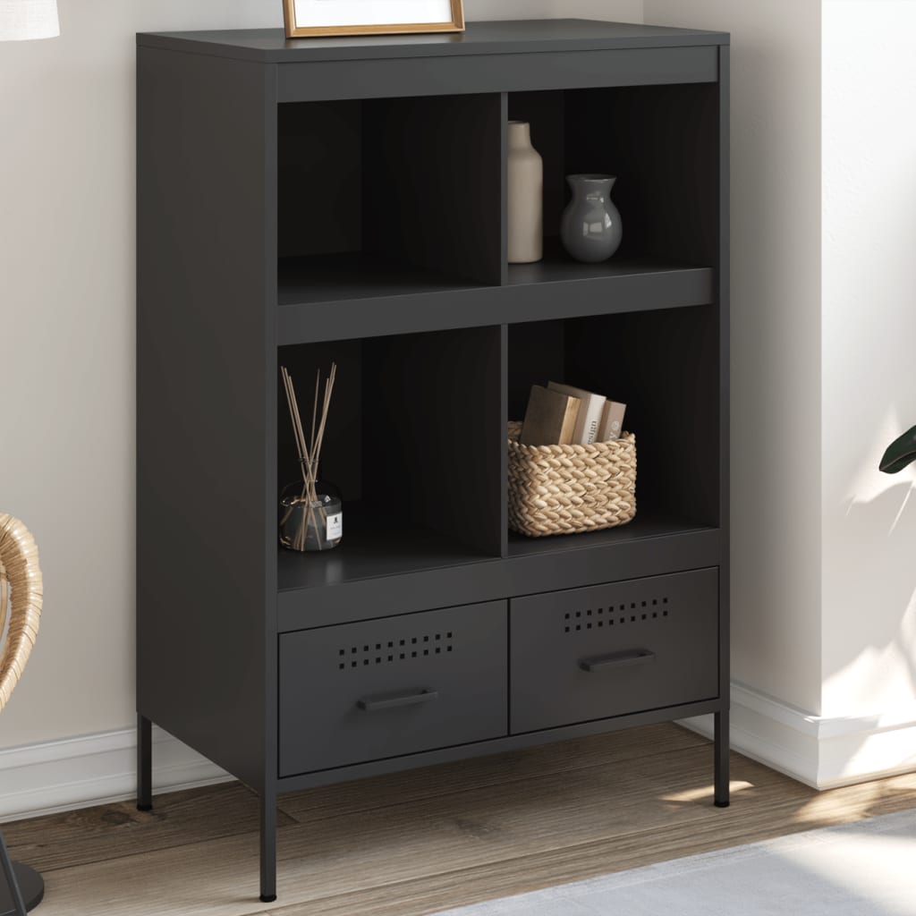 Visoka komoda crna 68 x 39 x 101,5 cm od čelika