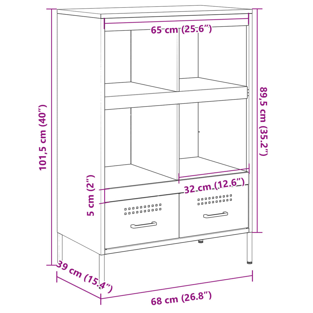 Visoka komoda antracit 68x39x101,5 cm od čelika