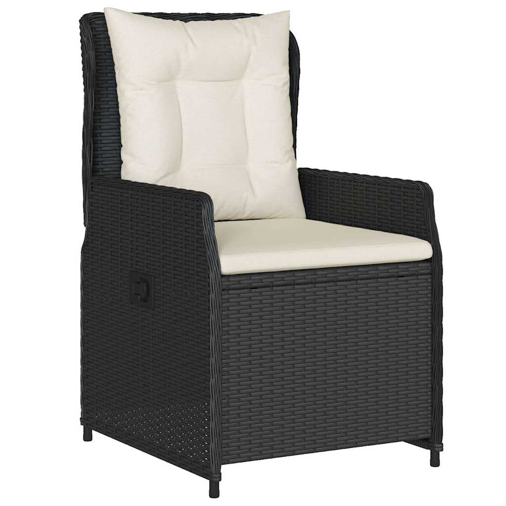 5-dijelni vrtni blagovaonski set s jastucima od poliratana crni Crna 80 x 80 x 74 cm