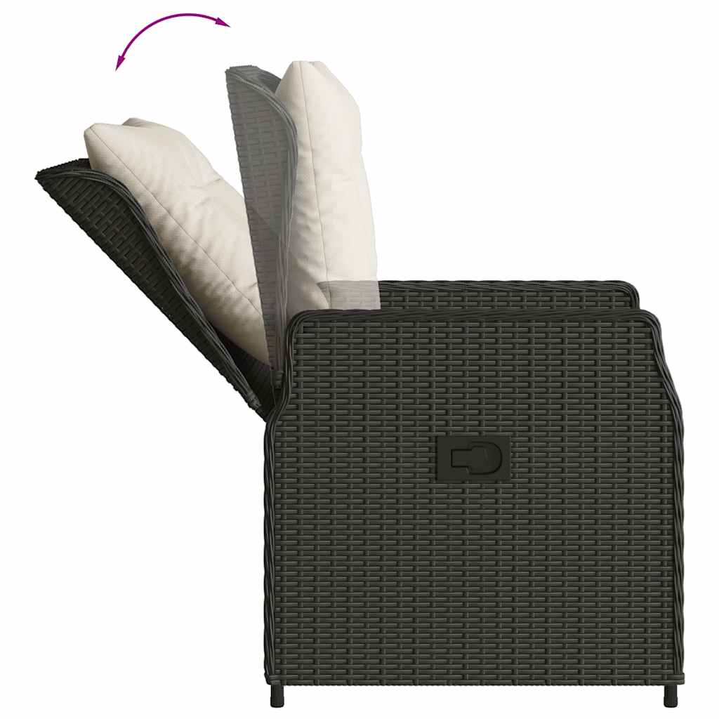 5-dijelni vrtni blagovaonski set s jastucima od poliratana crni Crna 80 x 80 x 74 cm