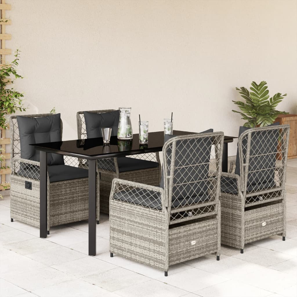 5-dijelni vrtni blagovaonski set sivi od poliratana