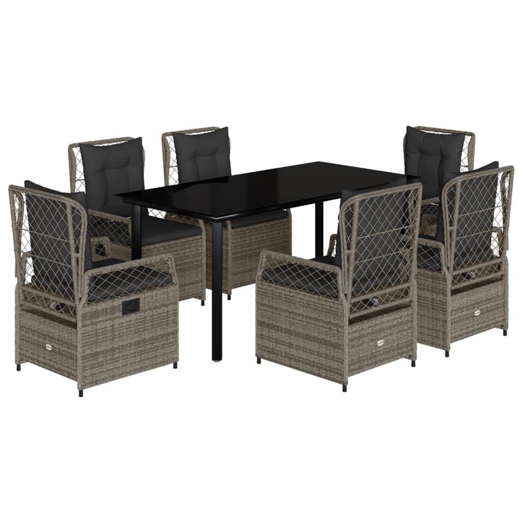 7-dijelni vrtni blagovaonski set sivi od poliratana Siva 160 x 80 x 74 cm