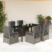 7-dijelni vrtni blagovaonski set sivi od poliratana Siva 160 x 80 x 74 cm