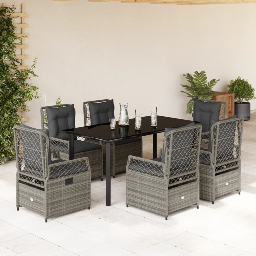 7-dijelni vrtni blagovaonski set sivi od poliratana Siva 160 x 80 x 74 cm