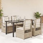 5-dijelni vrtni blagovaonski set od poliratana s jastucima bež 160 x 80 x 74 cm