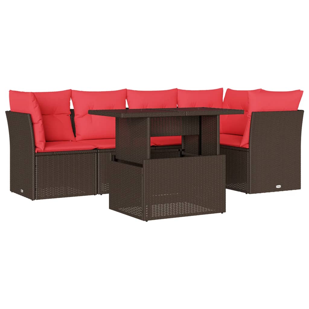 6-dijelni set vrtnih sofa poliratan i bagrem s jastucima