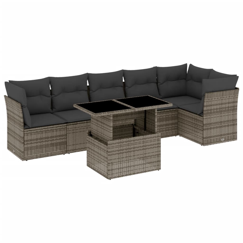 7-dijelni set vrtnih sofa sivi od poliratana