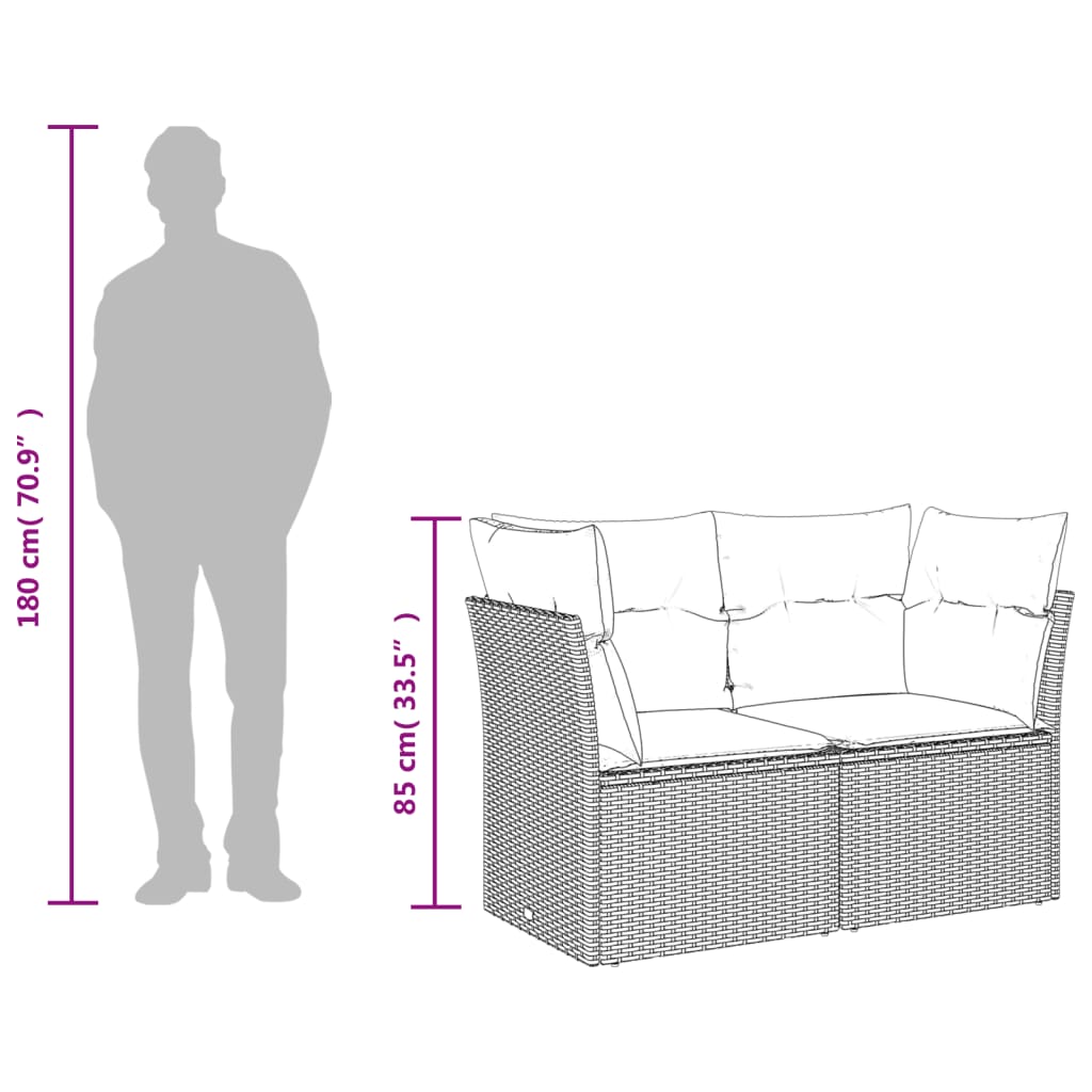 7-dijelni set vrtnih sofa sivi od poliratana