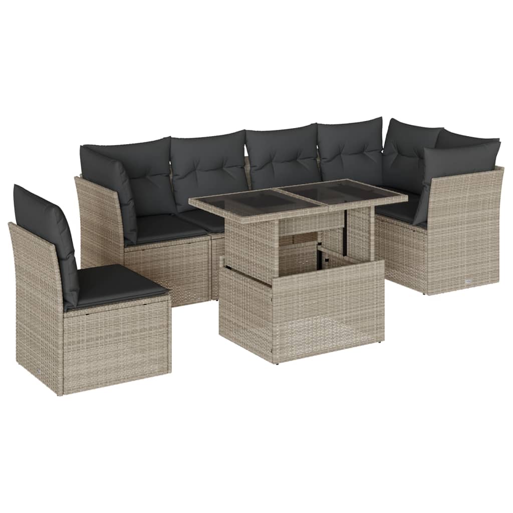 7-dijelni set vrtnih sofa svjetlosivi od poliratana