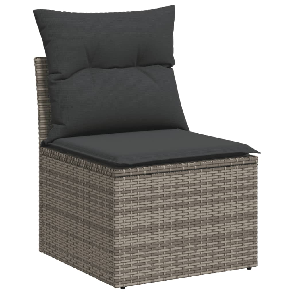 10-dijelni set vrtnih sofa od poliratana s jastucima sivi