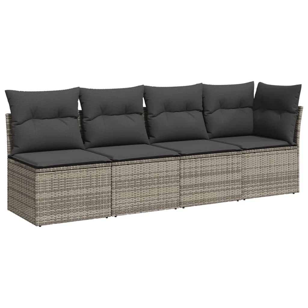11-dijelni set vrtnih sofa od poliratana s jastucima sivi